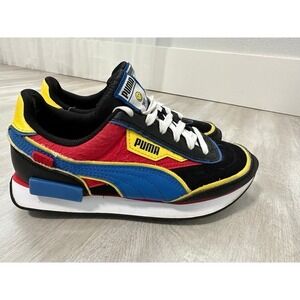 Puma Future Rider Smiley World Kids Shoes Black Red Blue Yellow Sz 5C